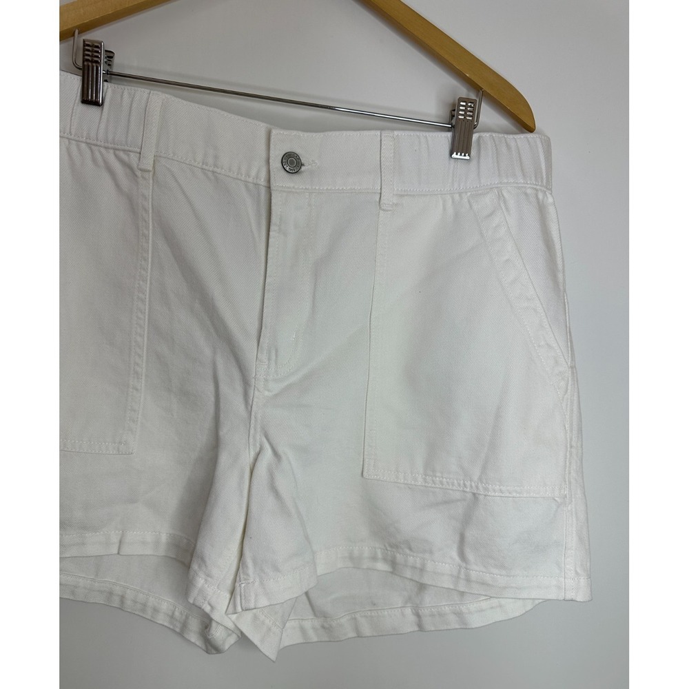 New GAP White Elastic Waist Twill Shorts High Rise 3.5" Inseam Cotton Blend XL - Picture 5 of 13